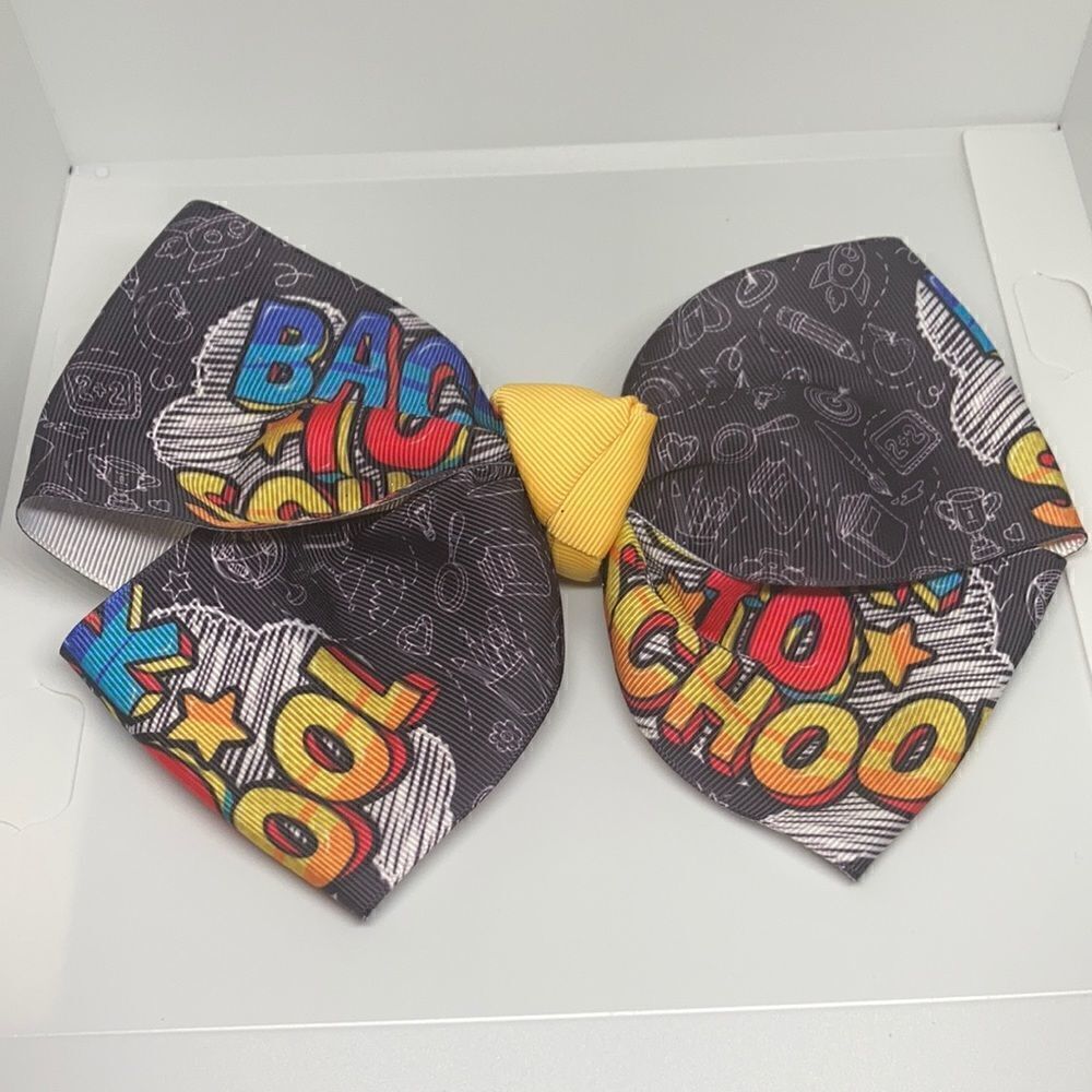 Back to school girls large hair bow